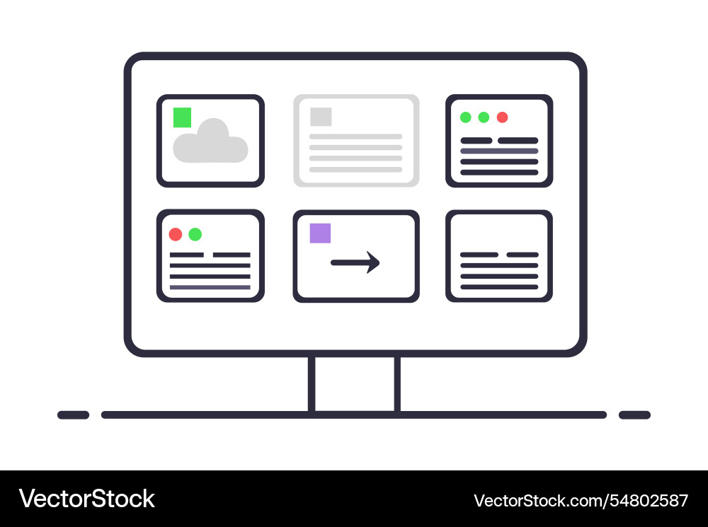 Digitales Dashboard Display mehrere Anwendungen Vektorbild