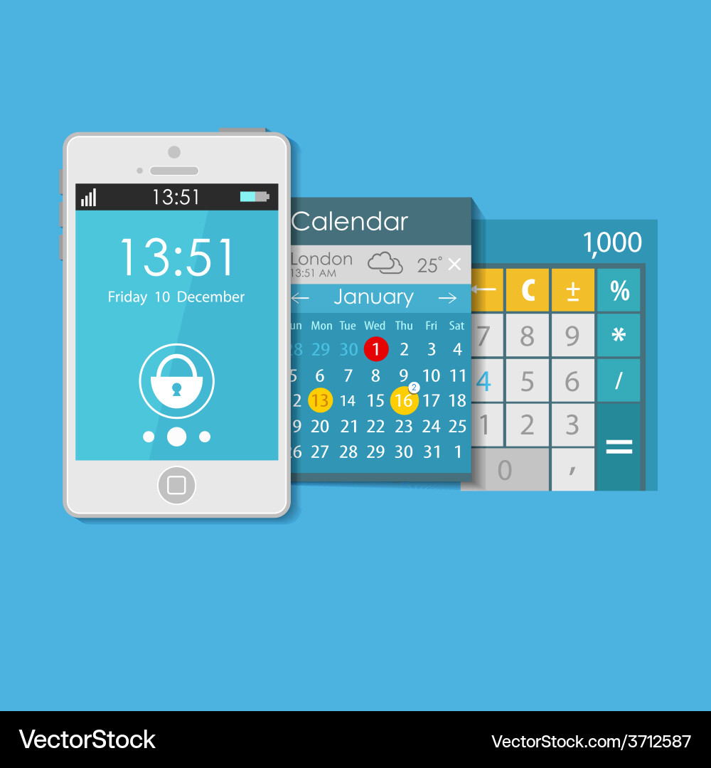 Flat mobile ui design Vector Image