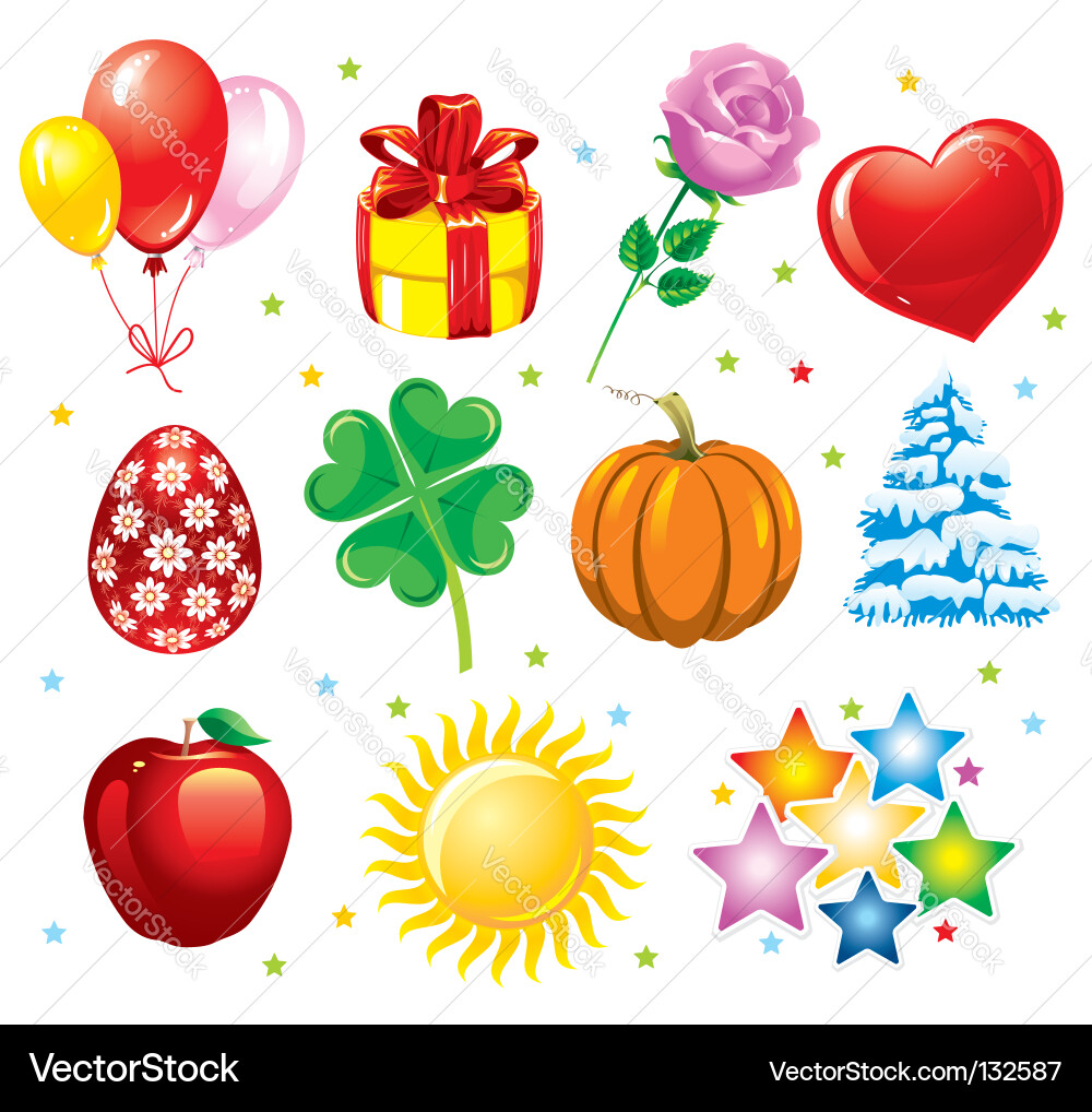 Holiday Icon Set Vector Image