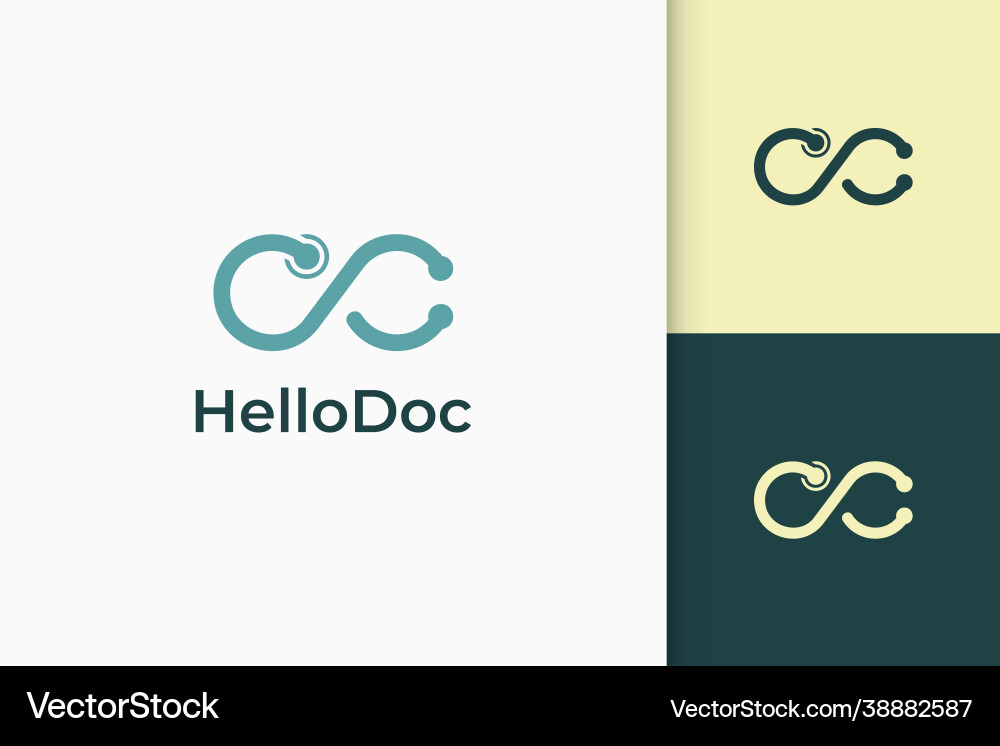 Infinite or loop logo in stethoscope shape symbol Infinite or loop logo in stethoscope shape symbol vector image