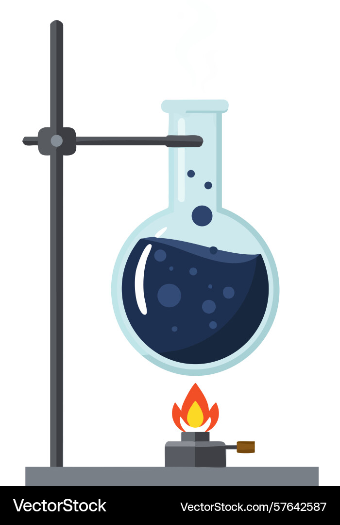 Laboratory glassware with round bottom flask Vector Image