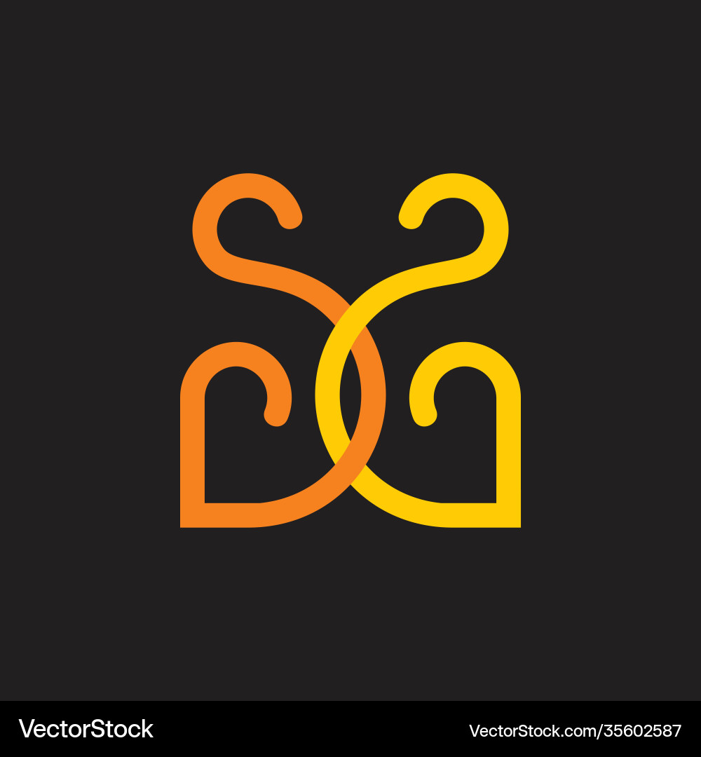 Letters ss linked curves line loop design logo vector image