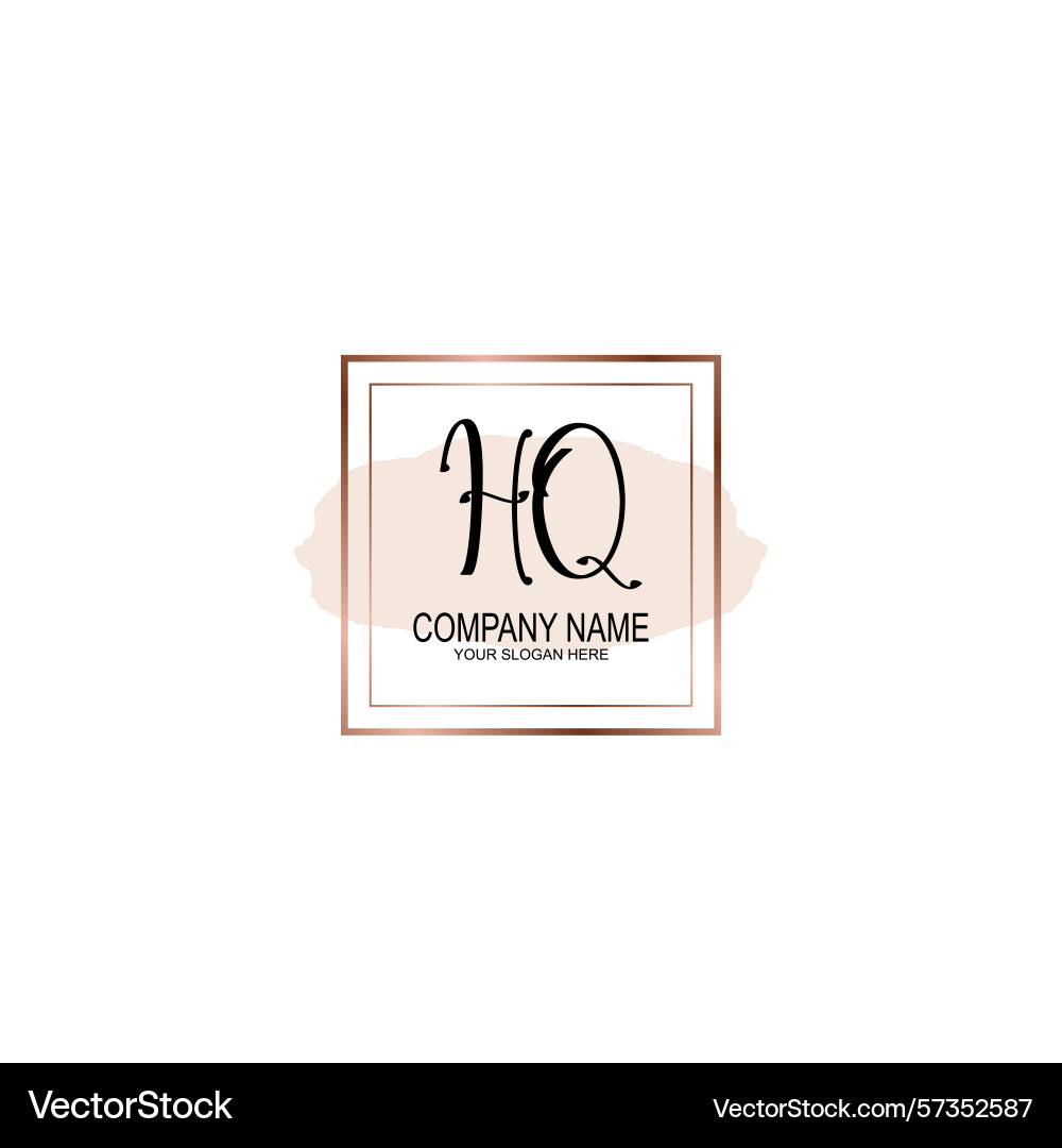 Minimalist handwritten hq initial logos with soft Minimalist handwritten hq initial logos with soft Vector Image