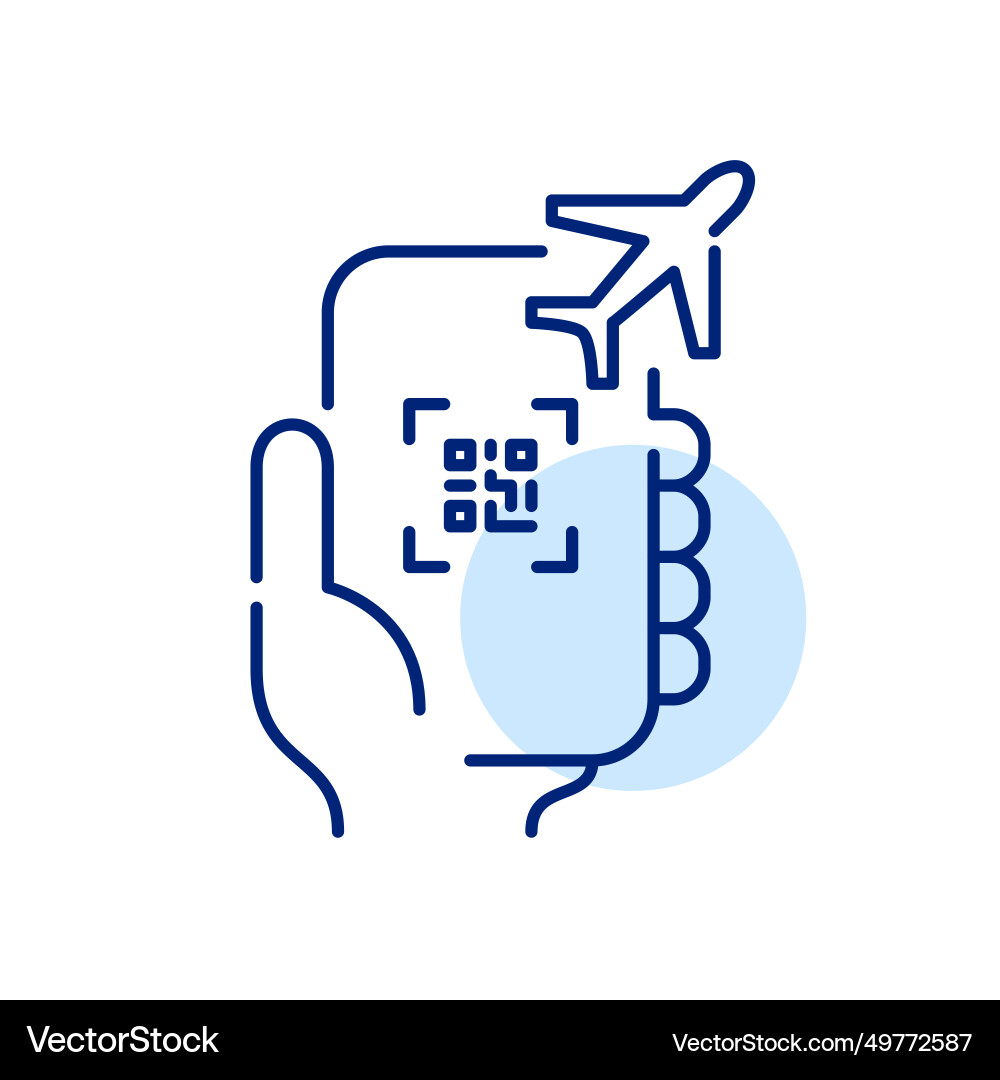 Mobile app for airplane tickets qr code and plane Vector Image