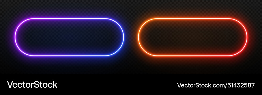 Neon rectangle light frame led button with glow Neon rectangle light frame led button with glow vector image