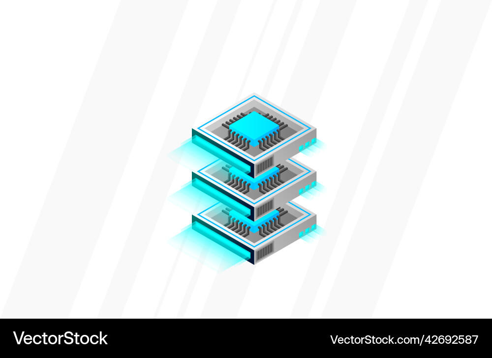 Quantum computer large data processing server Quantum computer large data processing server vector image