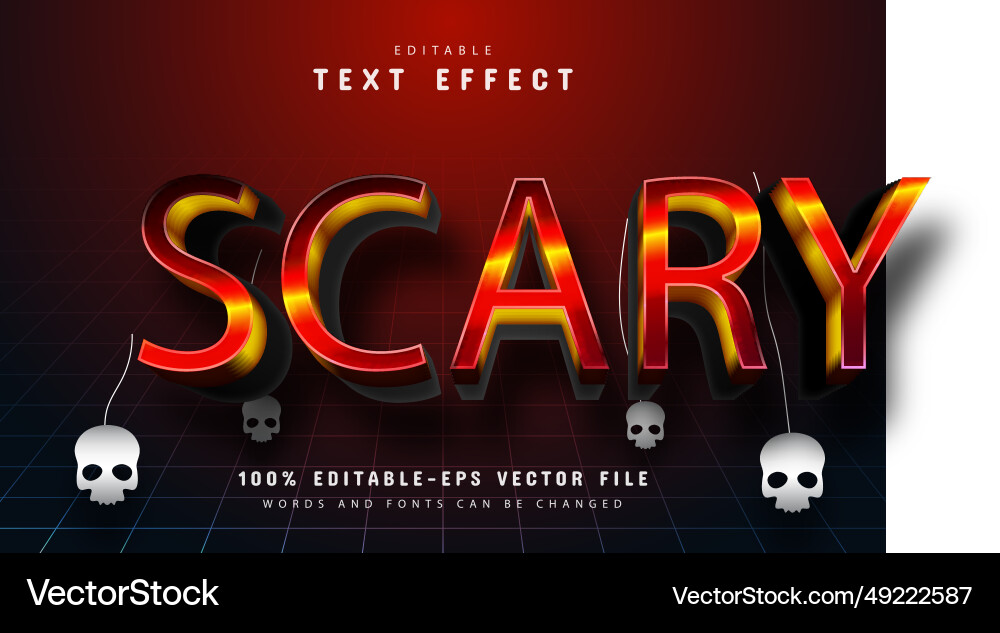 Scary red 3d text effect editable Vector Image