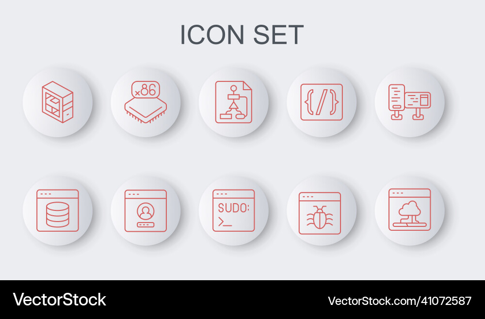 Set line cloud technology data transfer server Set line cloud technology data transfer server vector image