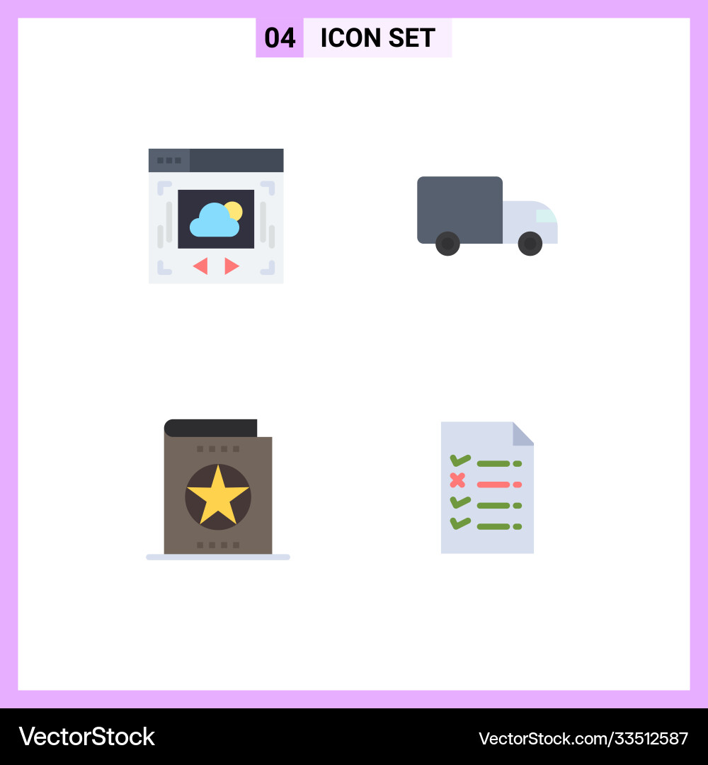 User interface pack 4 basic flat icons web Vector Image