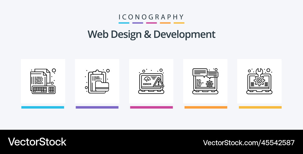 Web design and development line 5 icon pack Vector Image