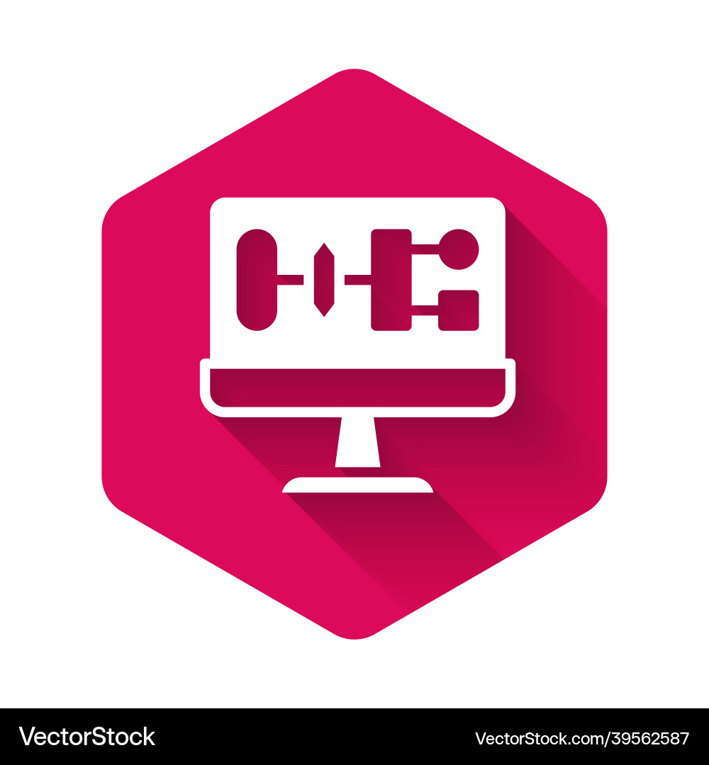 White algorithm icon isolated with long shadow White algorithm icon isolated with long shadow vector image