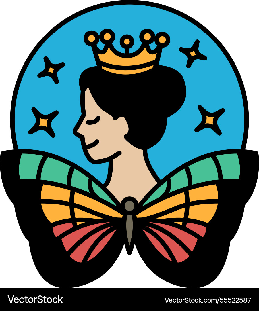 Woman with a crown and butterfly wings Vector Image