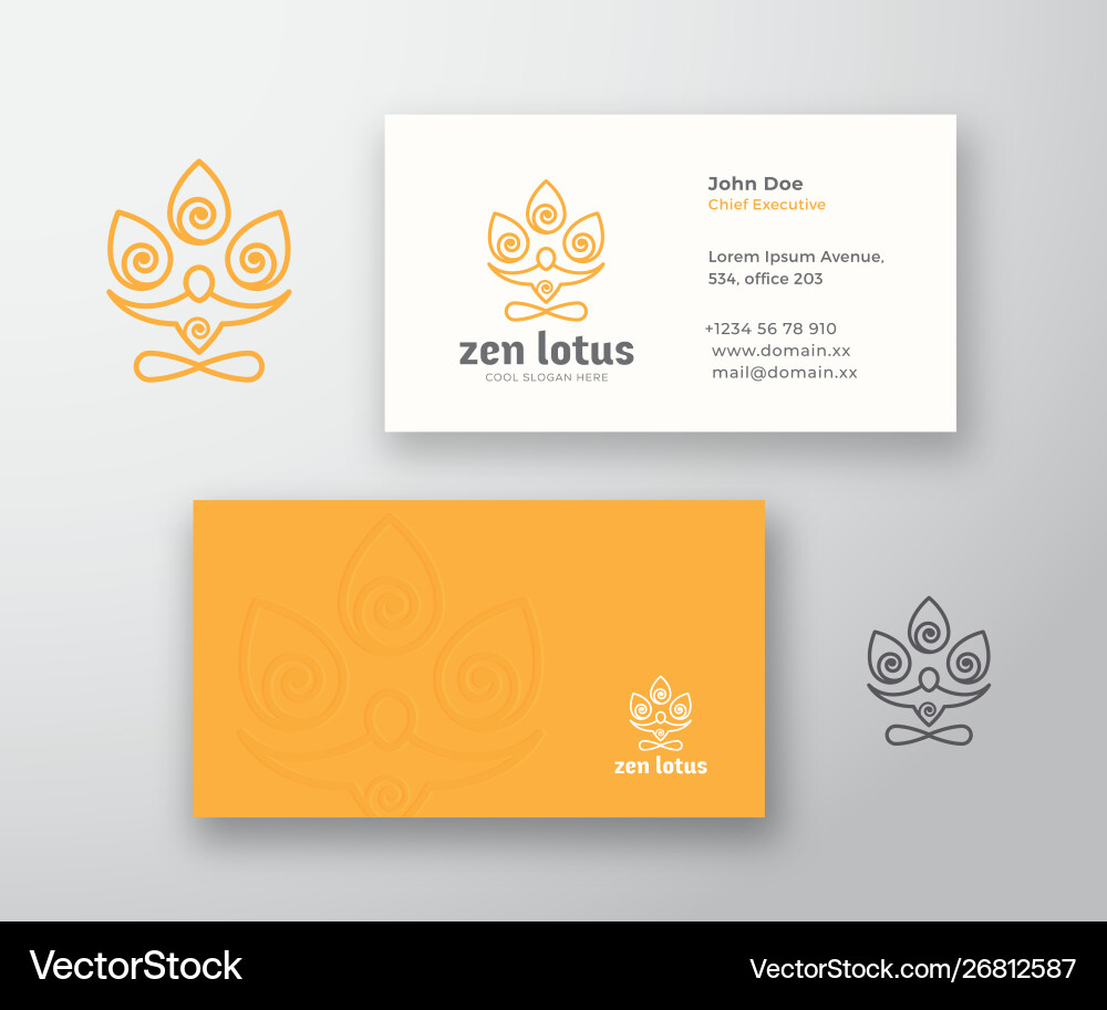 Zen lotus logo and business card template vector image