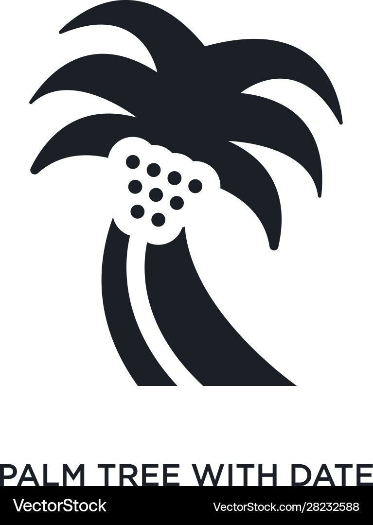Black palm tree with date isolated icon simple Vector Image