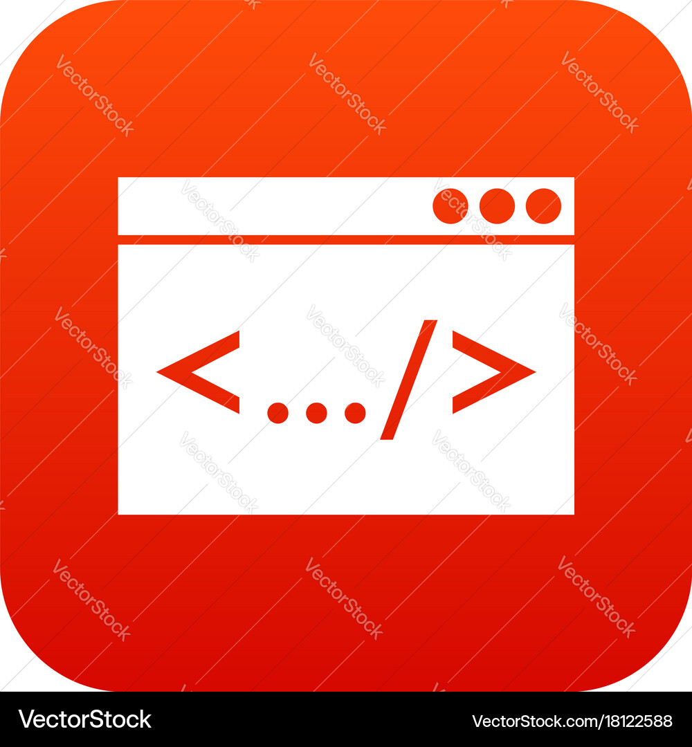 Code window icon digital red vector image