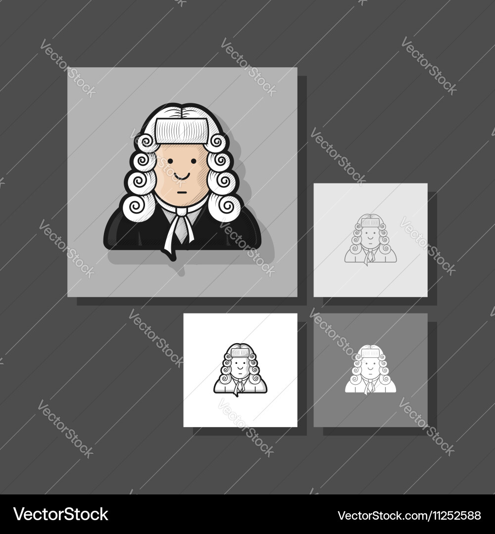 Contour icon judge in a wig and gown Vector Image