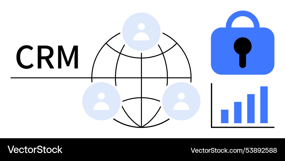Crm concept with security lock network Crm concept with security lock network vector image