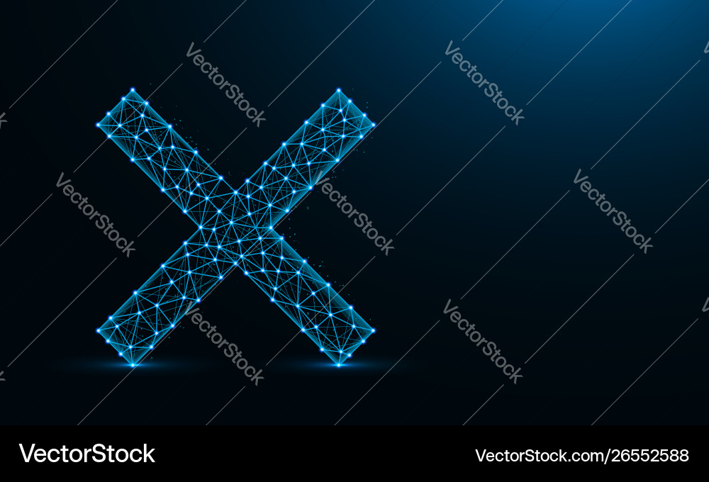 Cross mark low poly design delete symbol Vector Image