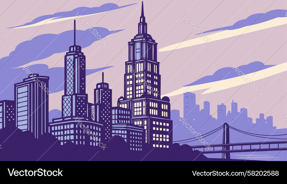 Dynamic cityscape building skyline design Vector Image