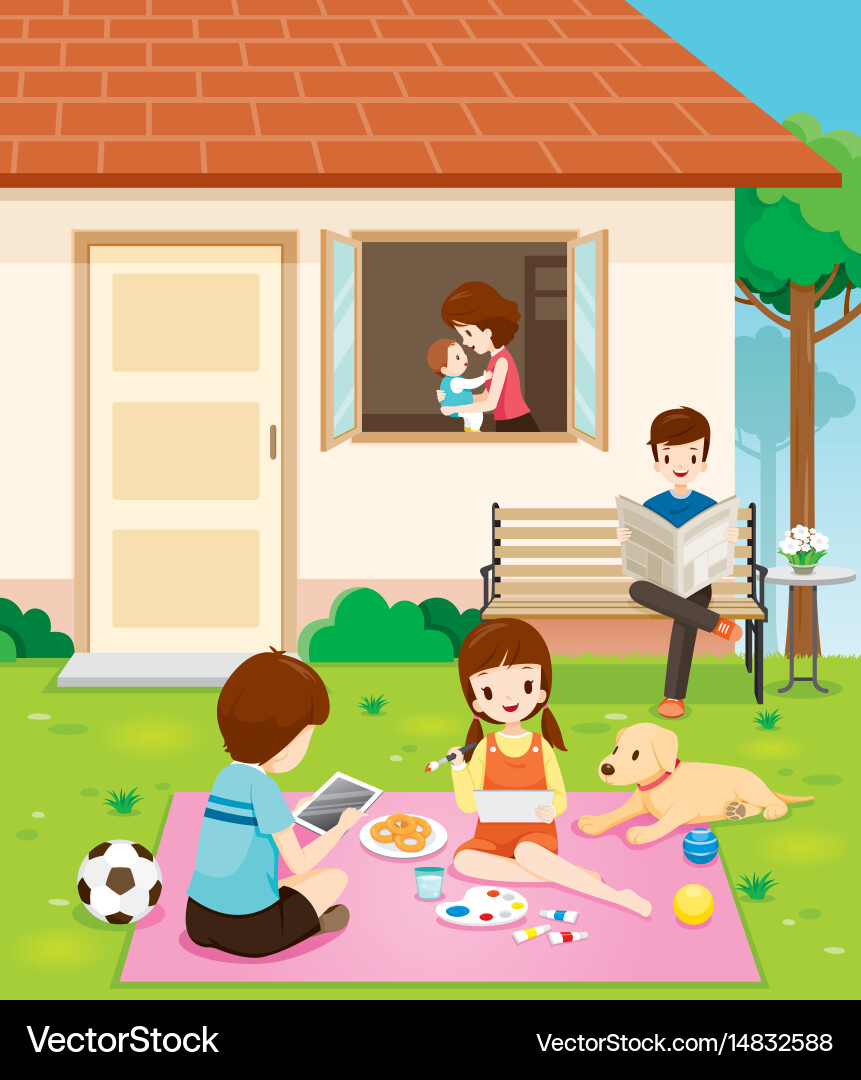Familie Relaxing bei Home Vektorbild