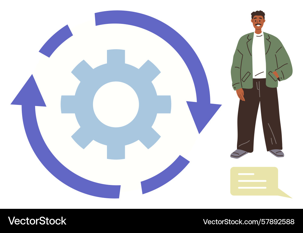 Gear and circular arrows representing workflow Gear and circular arrows representing workflow vector image