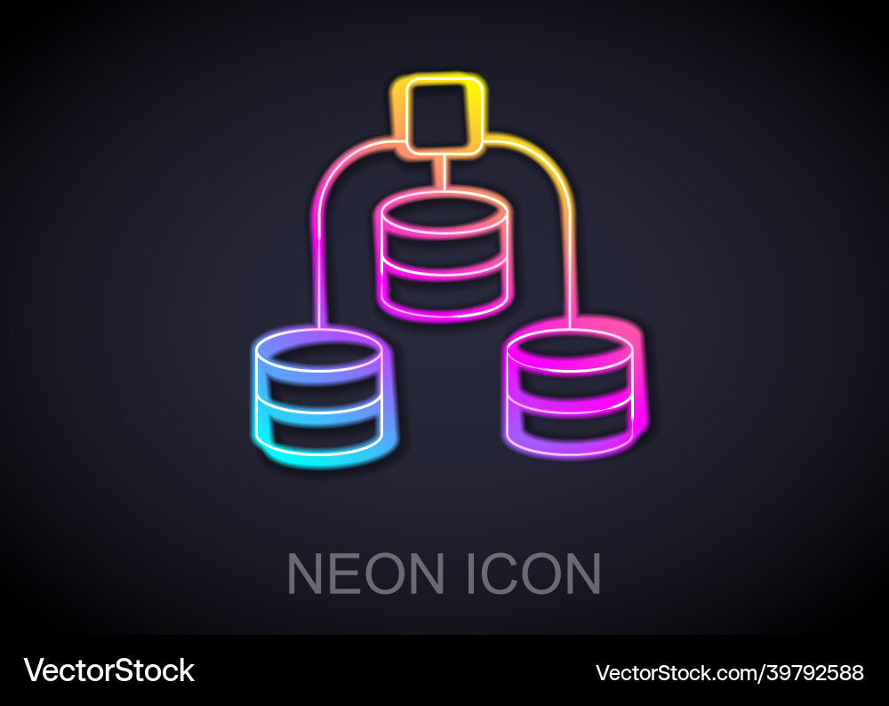Glowing neon line server data web hosting icon vector image