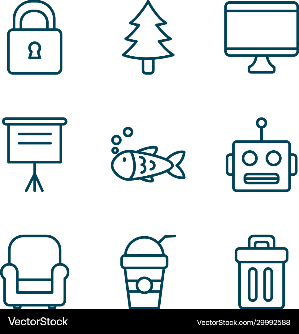 Objects line style icon set design Vector Image