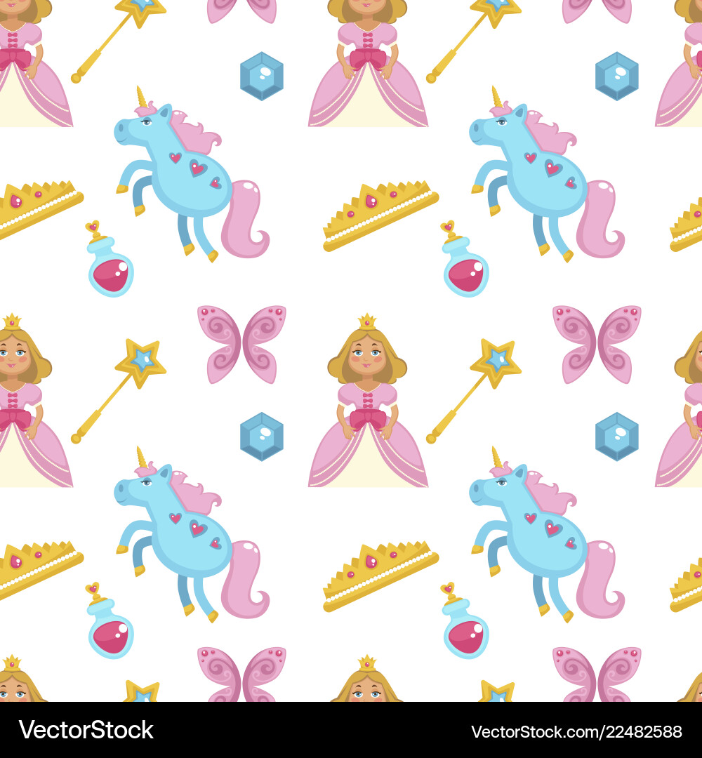 Princess with fairy elements unicorn and magic Princess with fairy elements unicorn and magic vector image