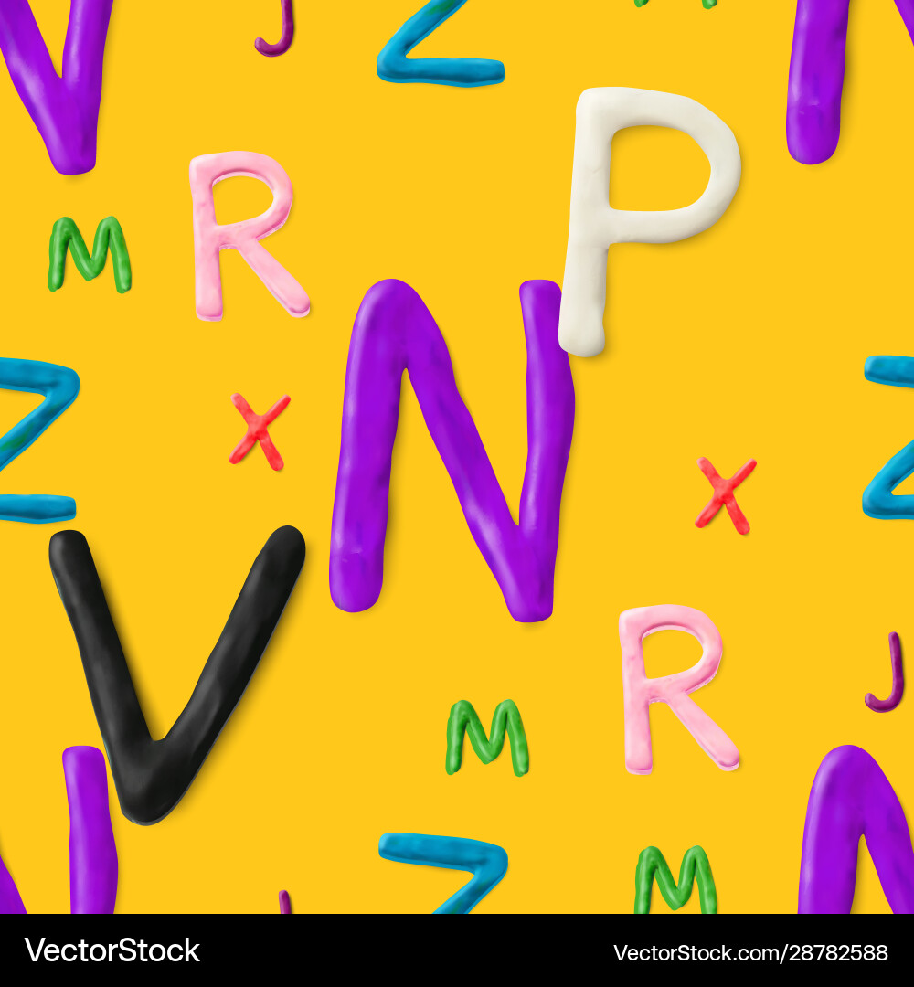 Seamless pattern with alphabet handmade modeling Vector Image