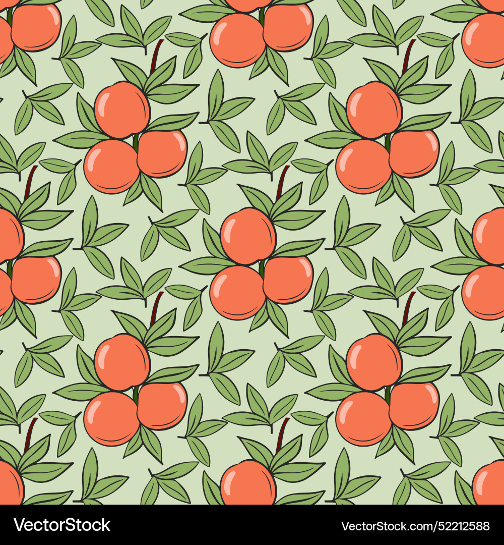 Seamless pattern with branches full of ripe Seamless pattern with branches full of ripe Vector Image