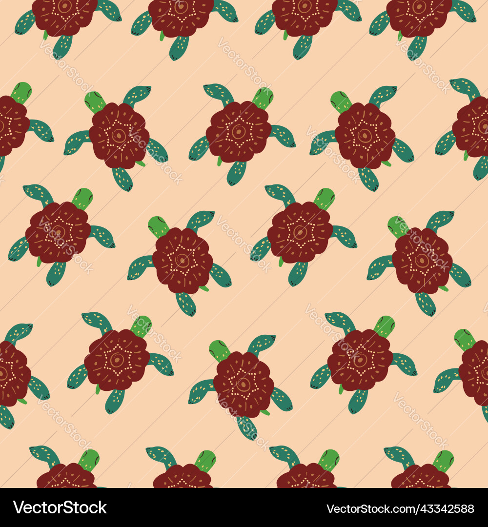 Seamless pattern with turtle background vector image