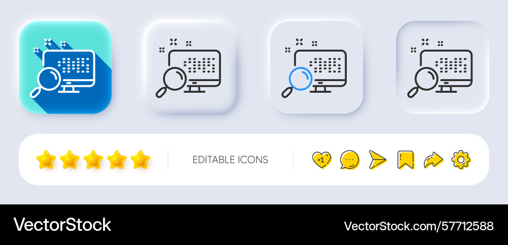 Search in computer line icon find data sign Search in computer line icon find data sign vector image