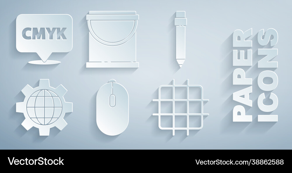 Set computer mouse pencil with eraser globe Set computer mouse pencil with eraser globe vector image