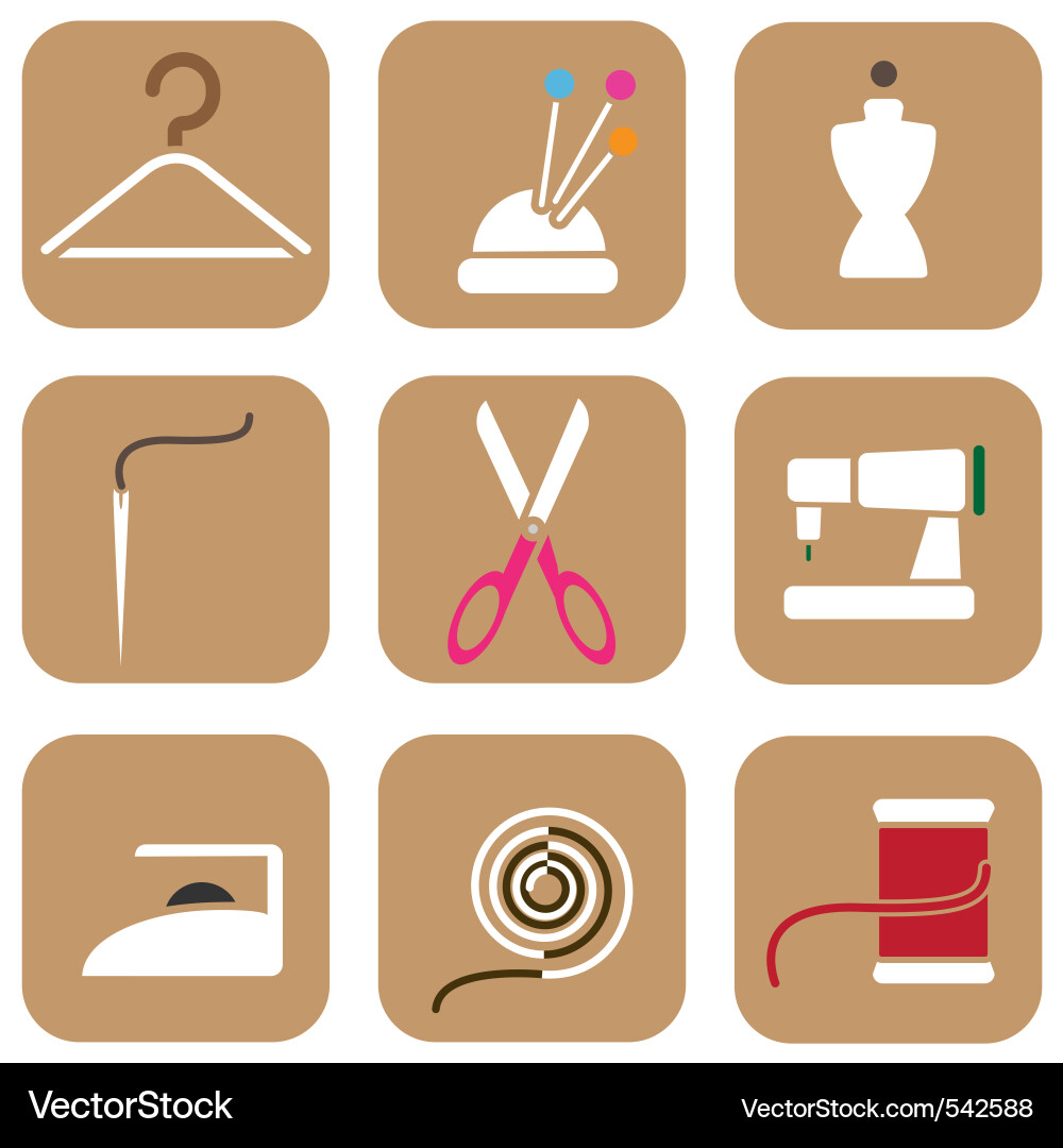 Tailor Icons Set Vector Image