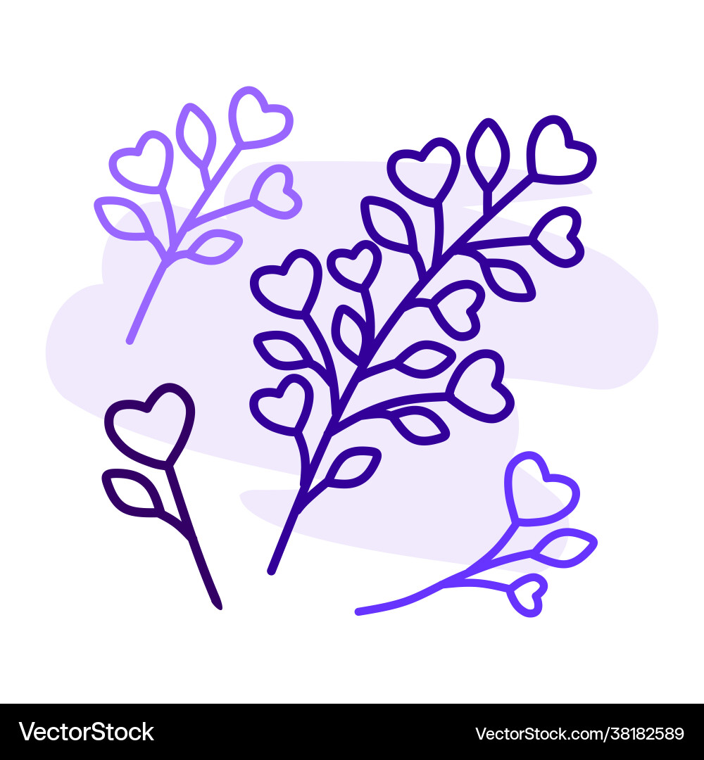 A set twigs in style lines with leaves vector image