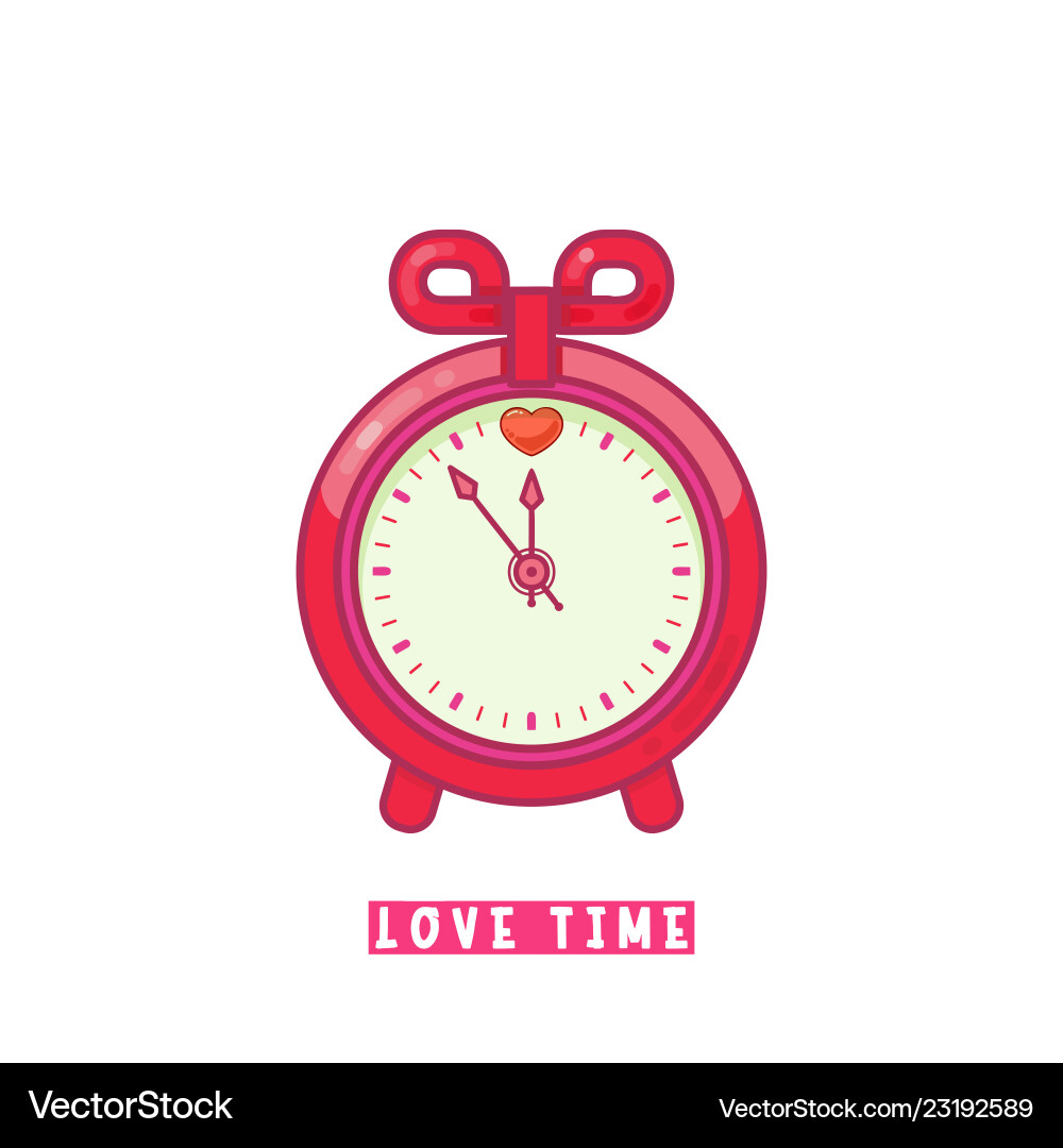 Alarm clock with heart flat design style Alarm clock with heart flat design style vector image