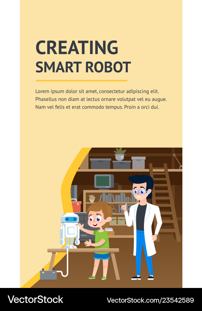 Creating smart robot diy workshop flat landing Creating smart robot diy workshop flat landing vector image