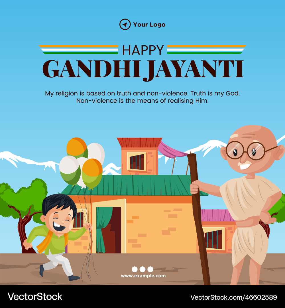 Creative gandhi jayanti 2nd october banner design vector image