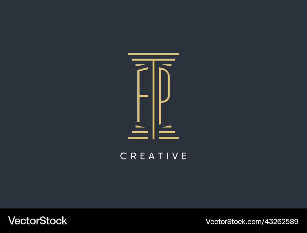 Fp initial monogram with pillar shape logo design Vector Image