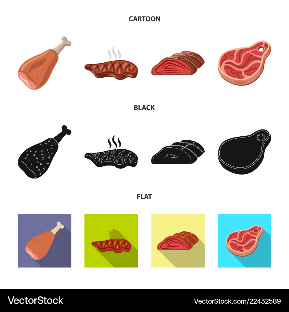 Isolated object of meat and ham symbol collection Isolated object of meat and ham symbol collection vector image