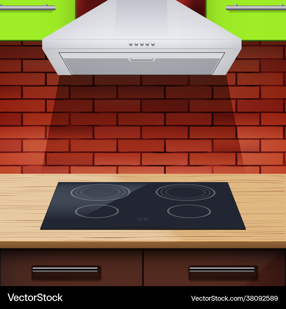 Modern kitchen with induction hobs and hood Modern kitchen with induction hobs and hood vector image