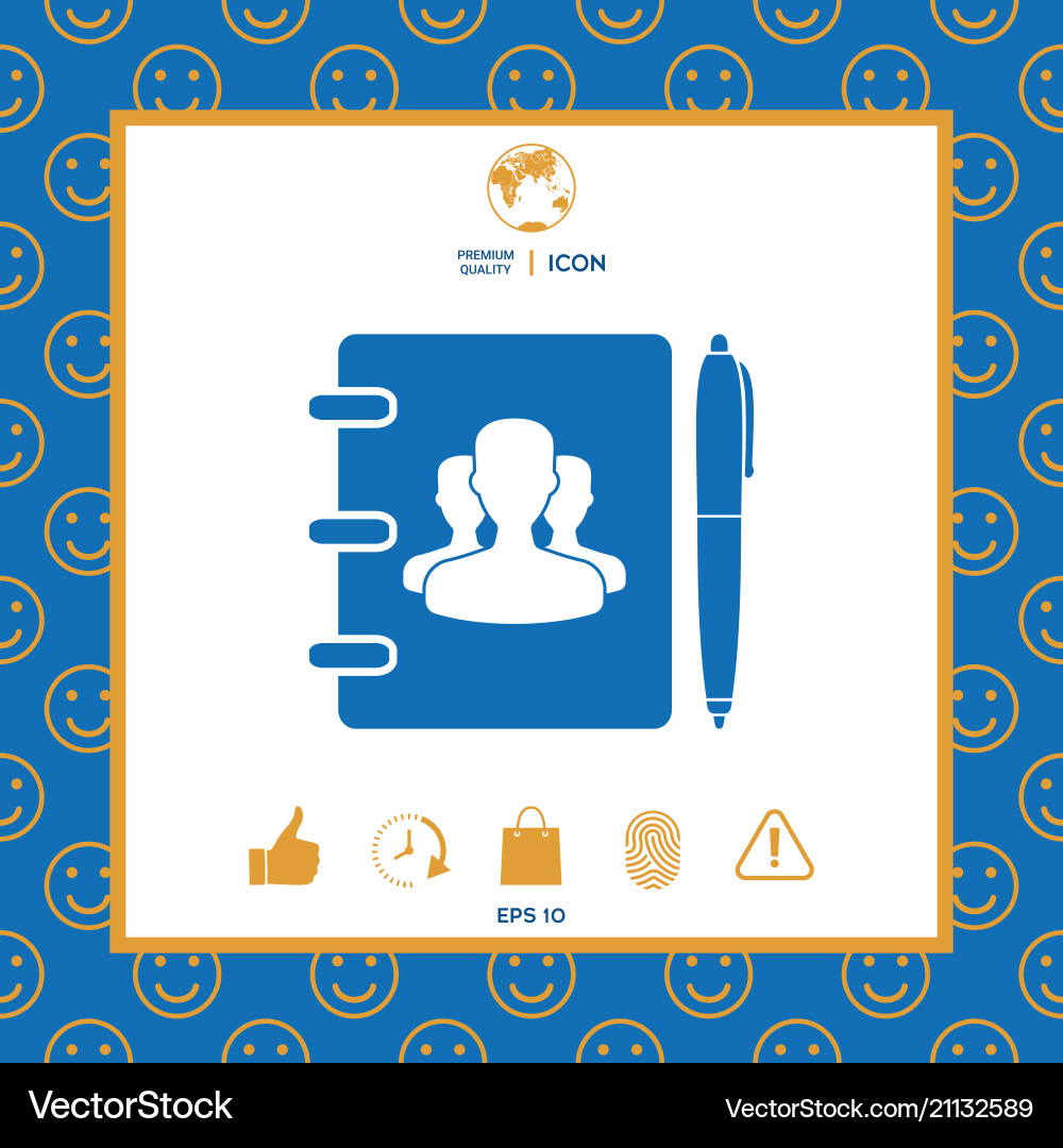 Notebook address phone book with symbol of group Notebook address phone book with symbol of group vector image
