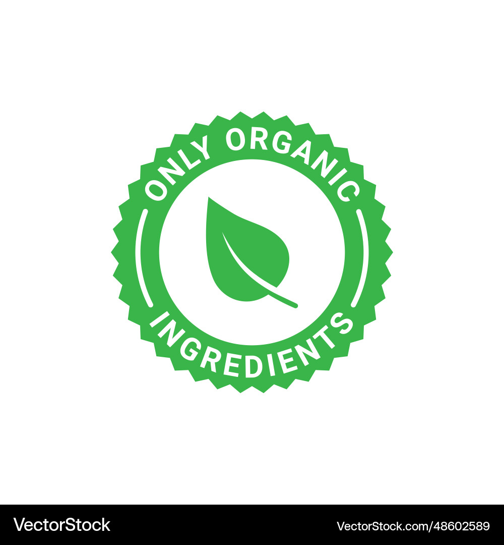 Only organic ingredients label stamp Only organic ingredients label stamp vector image