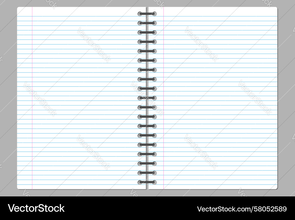 Open Spiral Notebook with Lined Pages Vector Image
