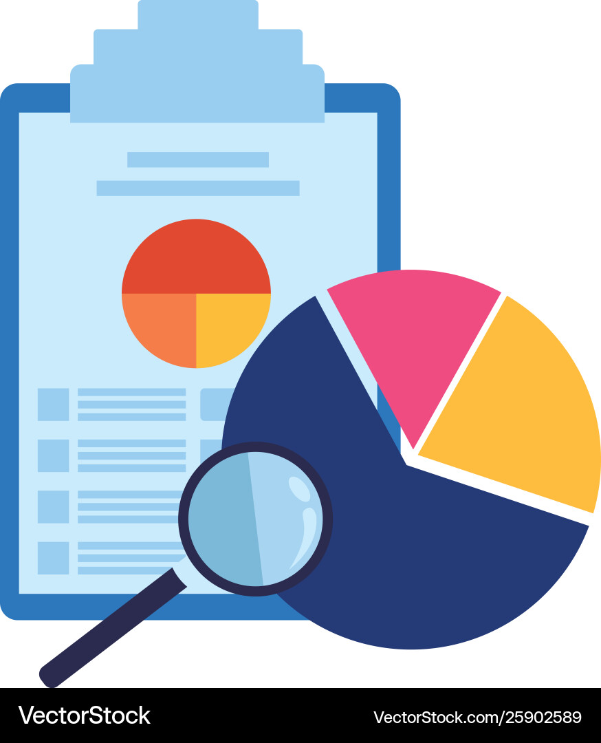 Paper with data chart on table Paper with data chart on table vector image