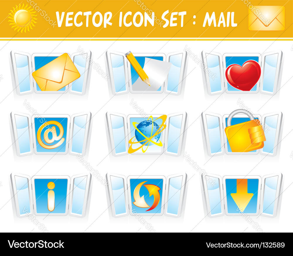 Set internet mail icons Vector Image