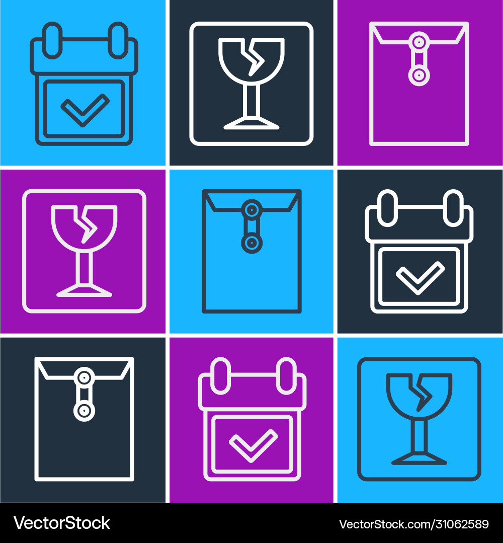 Set line calendar with check mark envelope Set line calendar with check mark envelope vector image