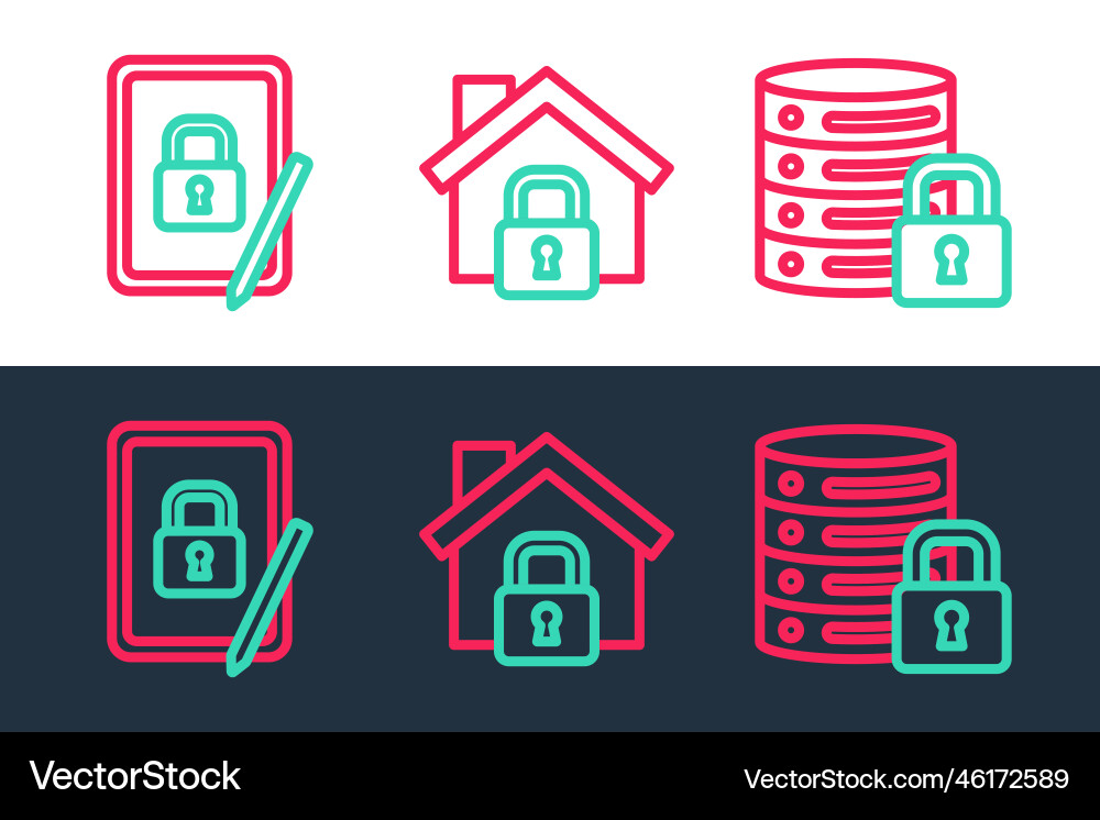 Set line server security with lock tablet closed Vector Image