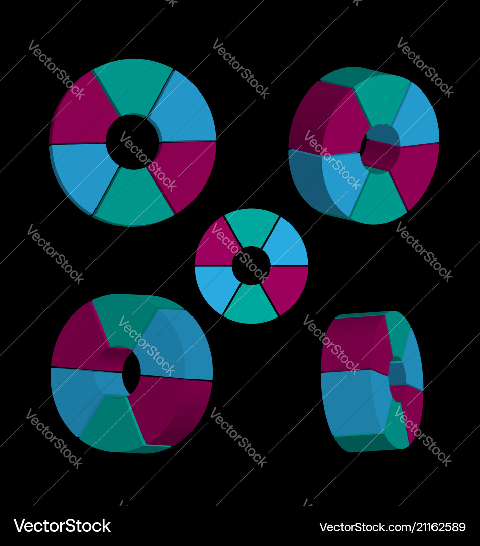Set of abstract 3d circles colorful design Vector Image