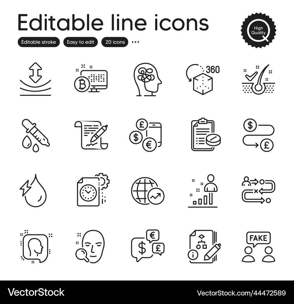 Set of science outline icons contains Set of science outline icons contains Vector Image